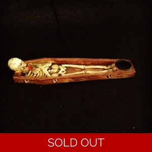 Skeleton in Coffin Incense Stick & Cone Holder
